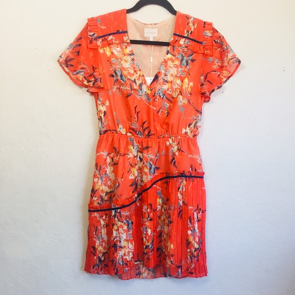 Anthropologie Dresses & Skirts - Smocked Pleated Lined Floral V-Neck Dress Small